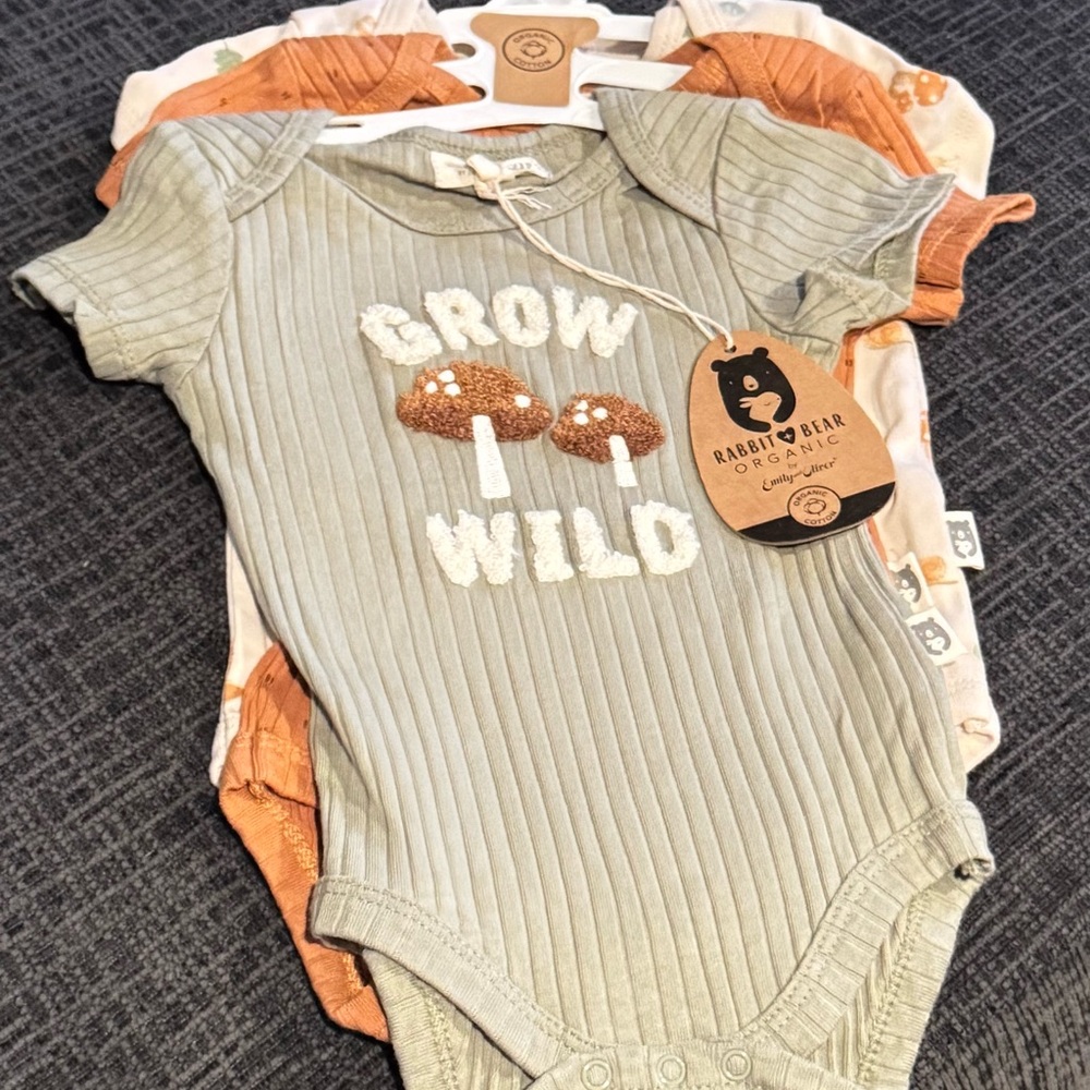 Rabbit + Bear organic 3 pack Onesies